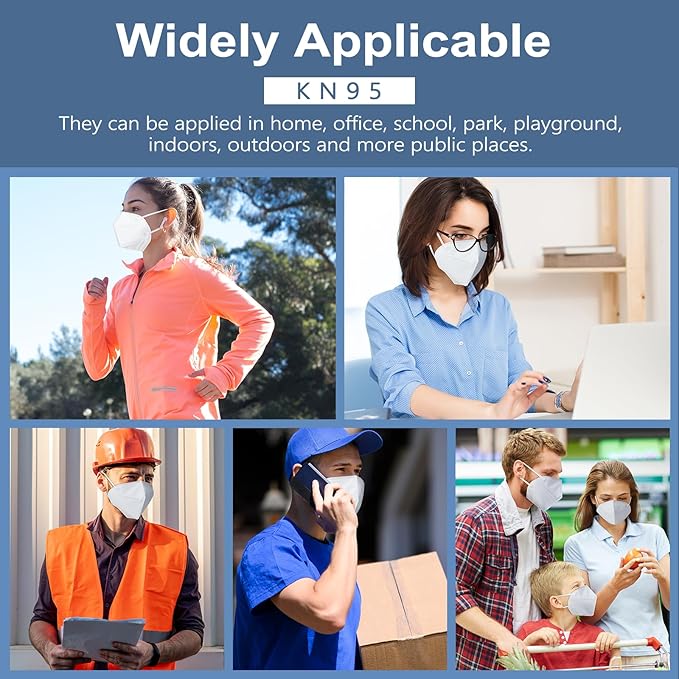 HALIDODO 50 Packs KN95 Face Mask 5-Ply Filter Safety Mask (50PCS-White Color)