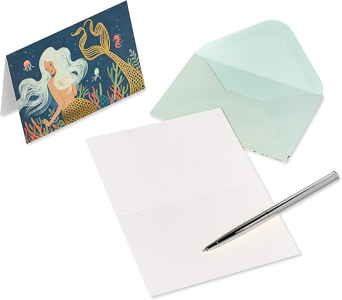 Papyrus Blank Cards with Envelopes, Mermaid (14-Count)