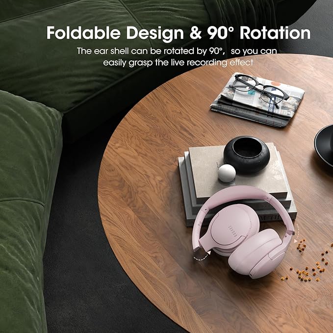 DOQAUS Upgrade Bluetooth Headphones Over Ear, 90H Playtime BT 5.3 Wireless Headphone EQ Modes, Built-in HD Mic, HiFi Stereo Sound, Deep Bass, Memory Foam Cups for Phone/PC&Travel/Gym/Workout