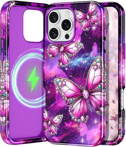 Btscase for iPhone 16 Pro Max Case [Compatible with Magsafe] [Military-Grade Drop Protection] Slim Anti-Scratch Smooth Touch TPU Bumper Shockproof Magnetic Phone Case for Women Girls Men, Hot Pink