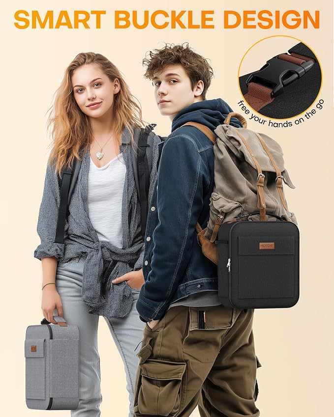 HOTOR Lunch Bag for Men & Women - Large Capacity Insulated Lunch Bag with Mutiple Pockets, Easy-Carrying, Wear-Resistant Cooler Lunch Box for Office, Picnic, Black, 9.06" x 4.33" x 10.63"