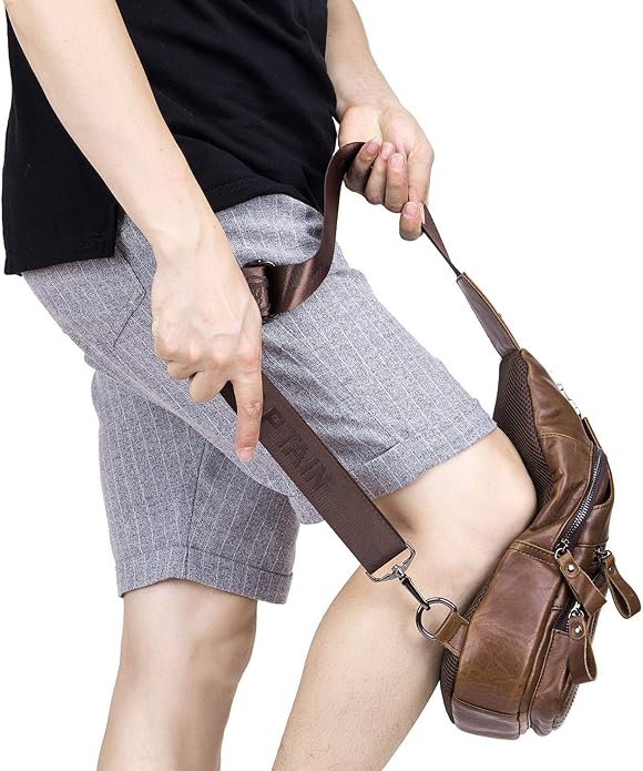 Cross body Bags for Men Leather Sling Bag Casual Daypacks Chest Bags Shoulder Bag Travel Hiking Backpacks