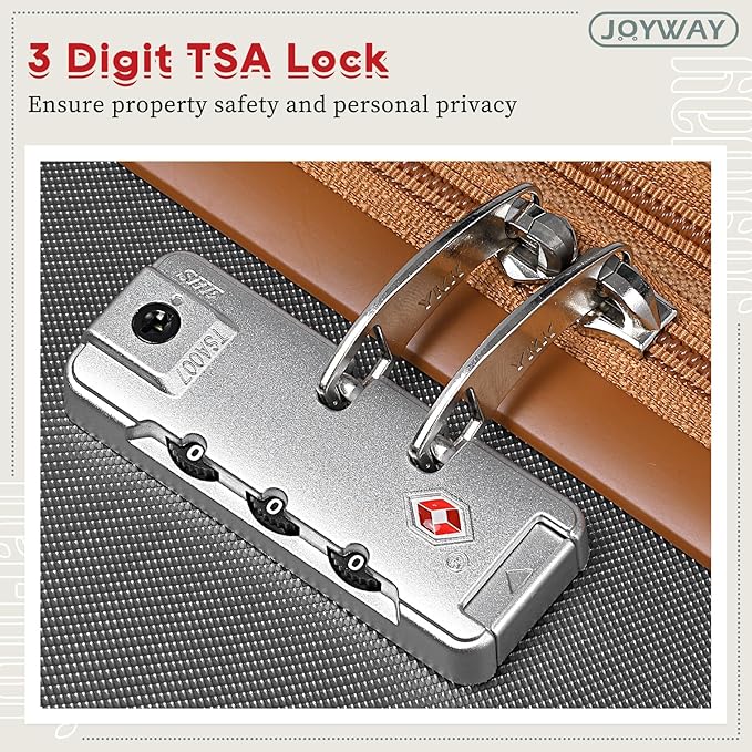 Joyway Expandable 24 Inch Luggage with Spinner Wheels, Lightweight Hard Shell Medium Checked Suitcase, 3 Piece Luggage Sets with TSA Lock, Grey