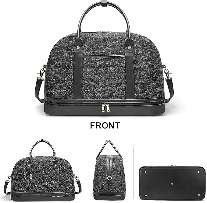 Weekender Bag for Women Canvas Overnight Bag Large Travel Tote Bag Carry on Shoulder Duffle Bag With Shoe Compartment,Perfect for Travel/Daily Use/Birthday Gift …