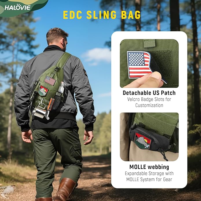 HALOVIE Crossbody Sling Bag Anti Theft Crossbody Backpack RFID Sling Backpack Lightweight Travel Hiking Chest Bag