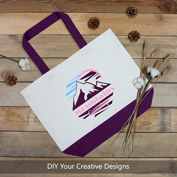 TOPDesign 3-Pack Super Strong Large 12oz Cotton Canvas Tote Bags, Reusable Grocery Shopping Cloth Bags, Fashionable Two-Tone Totes for Crafts, DIY Your Creative Designs