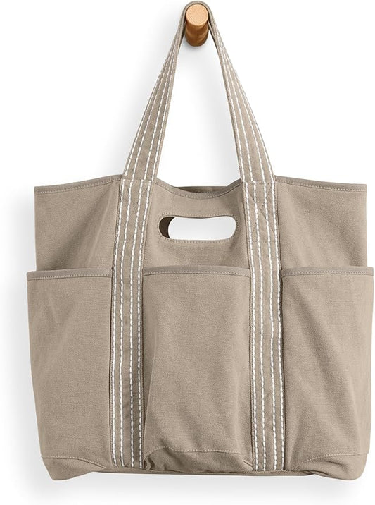 ODODOS 29L Oversized Canvas Tote Bag Large Capacity Open Top Shoulder Bags for Gym Workout Shopping Beach Travel