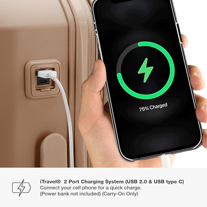 Traveler's Choice Pagosa Indestructible Hardshell Expandable Spinner Luggage, Latte Beige, 3-Piece Set (22/26/30)