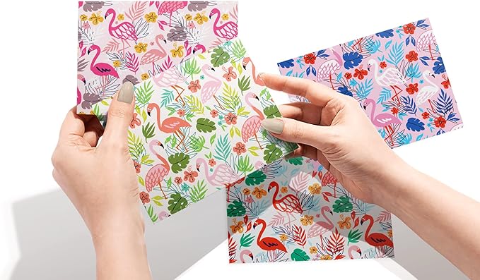 Twigs Paper - Assorted Flamingo Pattern Greeting Cards - Stationery Cards with Envelopes - Thank You Card - Blank Note Cards - Greeting Cards for All Occasions - Made in USA (5.5 x 4.25, Set of 12)