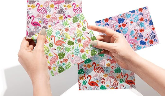 Twigs Paper - Assorted Flamingo Pattern Greeting Cards - Stationery Cards with Envelopes - Thank You Card - Blank Note Cards - Greeting Cards for All Occasions - Made in USA (5.5 x 4.25, Set of 12)