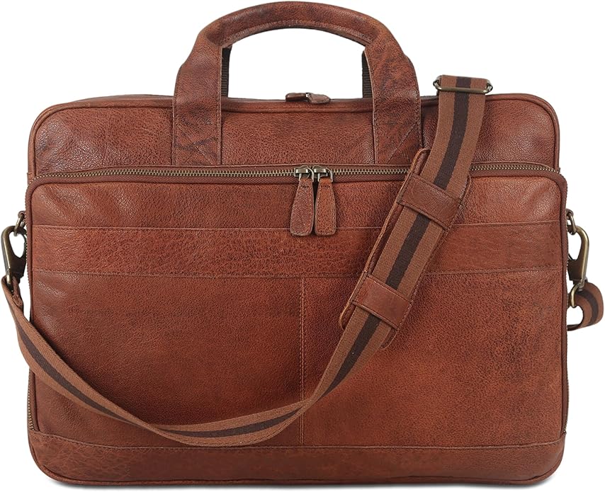 KomalC 16 Inch Leather briefcases Laptop Messenger Bags for Men and Women Best Office Satchel Bag