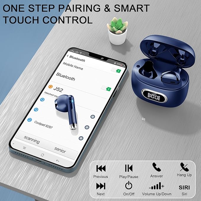 Language Translator Earbuds Real Time, AI Translation Earbuds Real Time with 164 Languages & 5 Modes, 3-in-1 Bluetooth 5.4 Translator Device, 42H Translatior Headphones Business, Learning, Blue