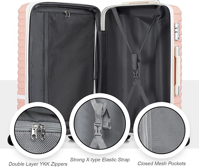 Joyway Luggage Set 3 Piece Suitcase Sets with Spinner Wheel,Hardside Expandable Travel Laggage with TSA Lock (20/24/28,Pink