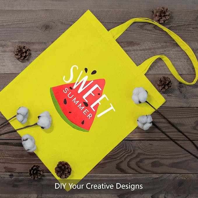 TOPDesign 12-Pack Economical 16"x15" Yellow Cotton Tote Bag, Lightweight Medium Reusable Grocery Shopping Cloth Bags, Suitable for DIY, Advertising, Promotion, Gift, Activity