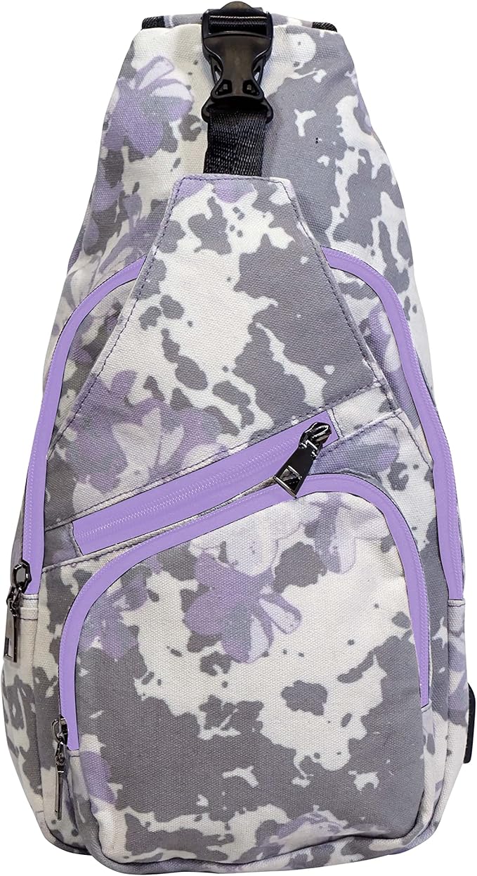 Anti-Theft Daypack Crossbody Sling Backpack, USB Charging Connector Port, Lightweight Day Pack for Travel, Hiking, Everyday, Large, Vintage Purple