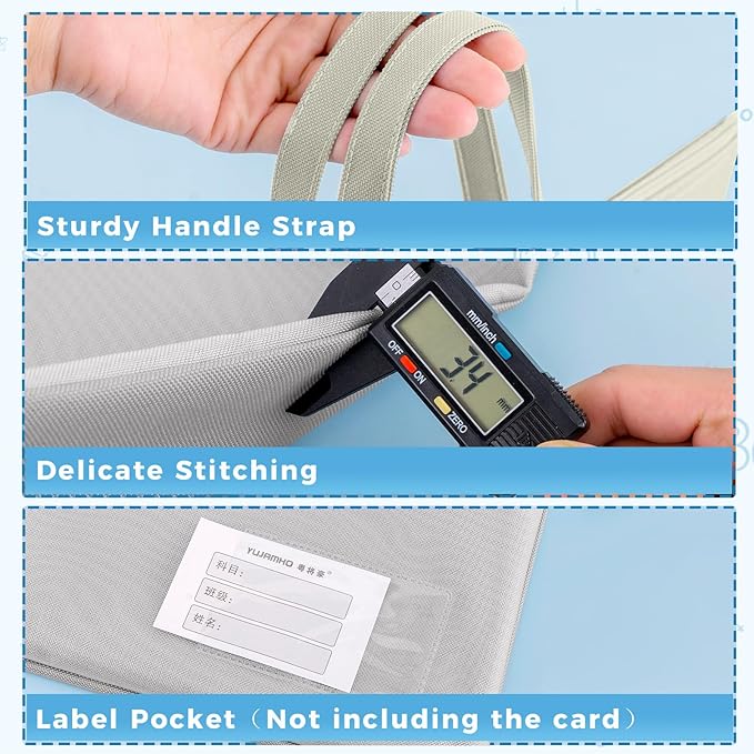 Pendancy Mesh Zipper Pouch A3 Size, Large Double Pocket Waterproof File Bag with Handle, 13x17 in Foldable Document Storage for Puzzle Project/Cross Stitch/Travel/Office（Advanced Green）