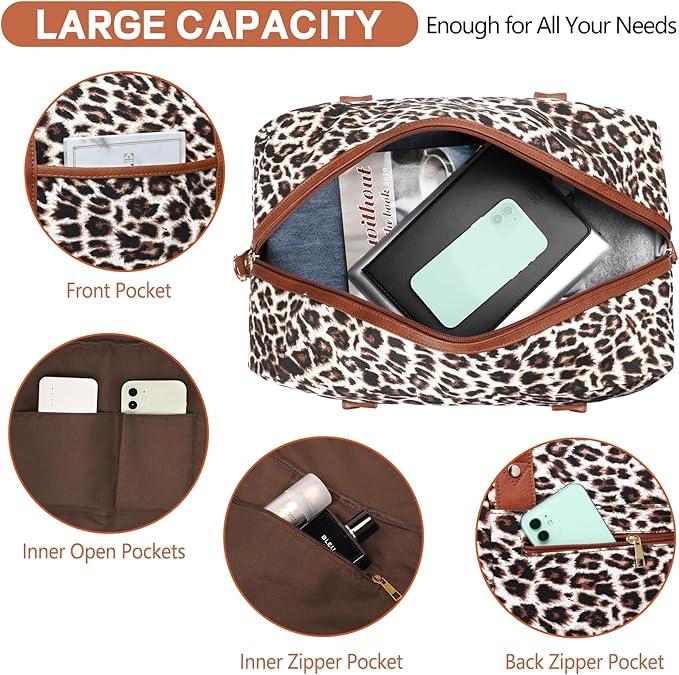 Weekender Bag for Women Canvas Overnight Bag Large Travel Tote Bag Carry on Shoulder Duffle Bag With Shoe Compartment,Perfect for Travel/Daily Use/Birthday Gift …