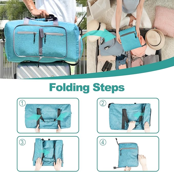 Dimayar 115L Travel Duffle Bag for Men Women - Foldable Duffel Bag with Shoes Compartment - Overnight Bags Waterproof & Tear Resistant(Mint Green)