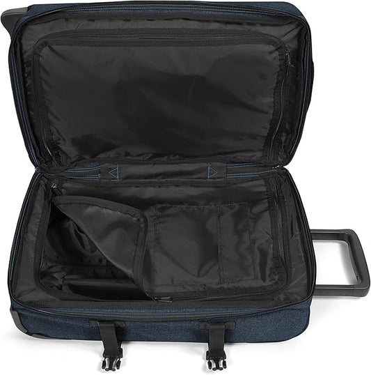 Eastpak Tranverz - Suitcase with Wheels - Rolling Luggage for Travel with TSA Lock, 2 Wheels, 2 Compartments, and Compression Straps - S, Triple Denim (EK61L26W)