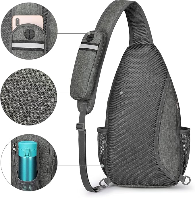 G4Free Sling Bag RFID Blocking Sling Backpack Crossbody Chest Bag Daypack for Hiking Travel(DimGray)