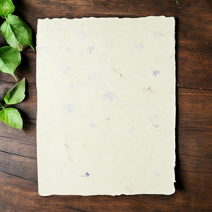 Handmade Lokta Laser and Inkjet Printer Paper with Deckle Edge 8.5x11 Inch Vintage Decorative Specialty Printing Paper (100 Sheets, Cornflower)