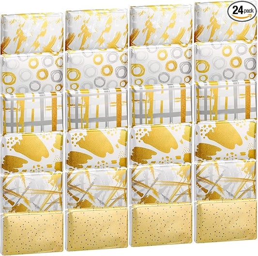 24 Packs Travel Size Tissue Pocket Slim Pack Facial 3 Ply Wallet Size Pocket Tissues for Travel Wedding Party Favors, 6 Styles(Stylish Style)