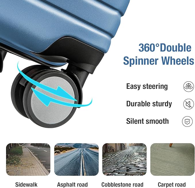 KYME Carry On Luggage 22x14x9 Airline Approved with TSA Lock Hard Shell Carry On Suitcase Lightweight Suitcases with Wheels Small Luggage for Men Women,Carry-On 20 Inch,Blue