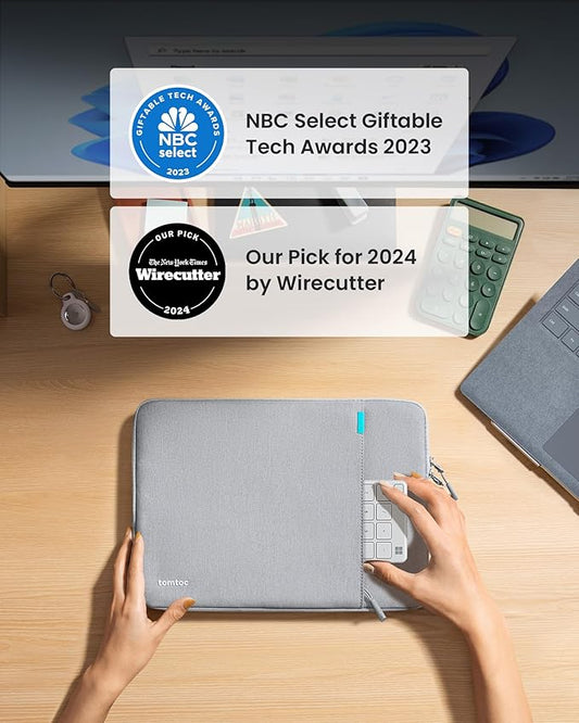 tomtoc 360° Protective Laptop Sleeve for 12-inch New Surface Pro, Copilot+PC 2025, 12.3-13 Inch Surface Pro 11/10/9/8/X/ 7+/7/6/5/4 with Keyboard, Shockproof Water-Resistant Notebook Laptop Case Bag