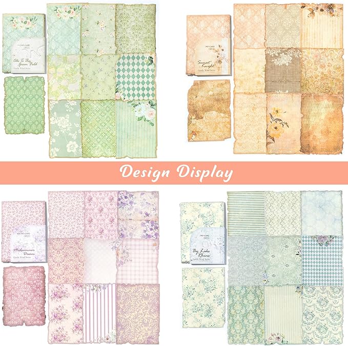 240 Sheets Floral Vintage Scrapbook Paper Assorted Set, 8 Pack Mixed Vintage Paper for Scrapbooking Planner Letter Writing Junk Journal Supplies Collage 4x5.5 Inch
