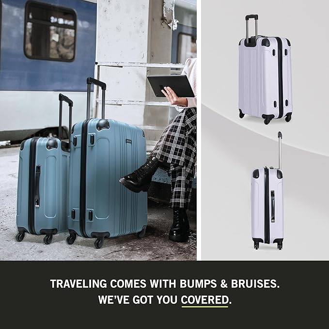 Kenneth Cole REACTION Bounds Lightweight Hardshell 4-Wheel Spinner Luggage, Lavender, 28-Inch Checked