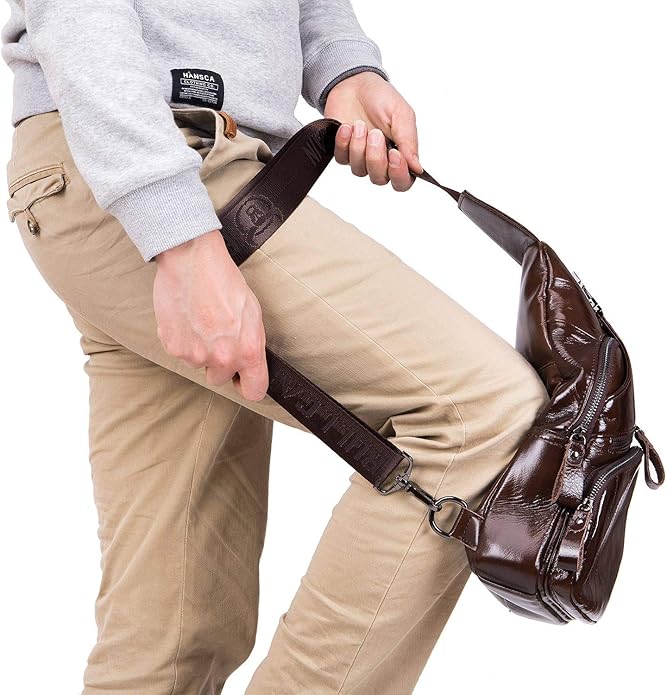 Cross body Bags for Men Leather Sling Bag Casual Daypacks Chest Bags Shoulder Bag Travel Hiking Backpacks