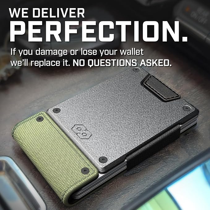 PROOF Wallet | Slim Minimalist Wallets for Men | Leather & Metal | RFID Wallet | Front/Back Pocket | Gift Box | Veteran Owned