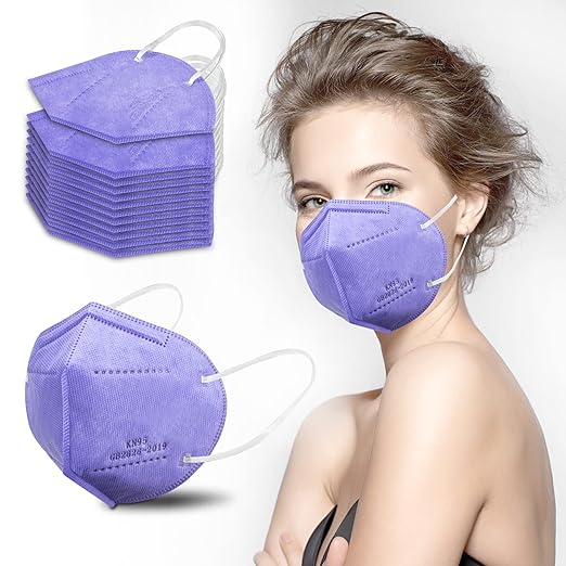 akgk KN95 Face Mask 50 PCS, Breathable Protection Masks, 5-Ply KN95 Purple Masks, Cup Dust Safety Masks