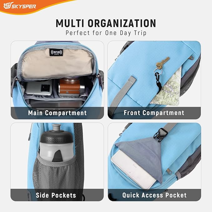 SKYSPER Sling Bag RFID Cross Body Bag Recycled Crossbody Backpack Travel Daypack