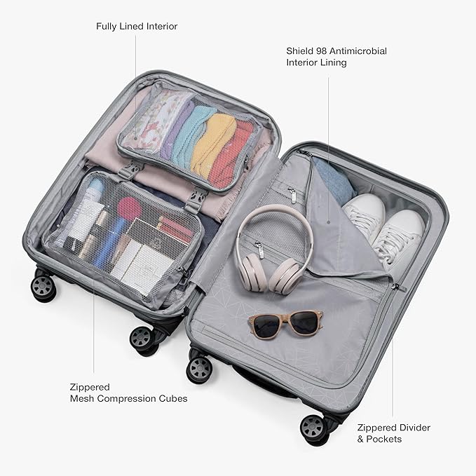 Traveler's Choice Pagosa Indestructible Hardshell Expandable Spinner Luggage, Gray, 22-Inch Carry-on