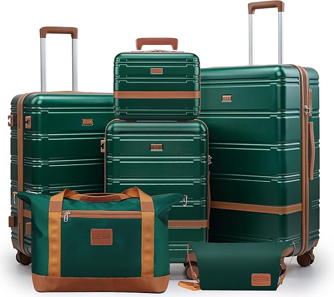 Luggage Sets, Suitcase with Spinner Wheels, PC+ABS Hardshell Travel Luggage Set with TSA Locks,Lightweight Rolling Luggage，Carry on suitcase with YKK Zippers (Dark Green)
