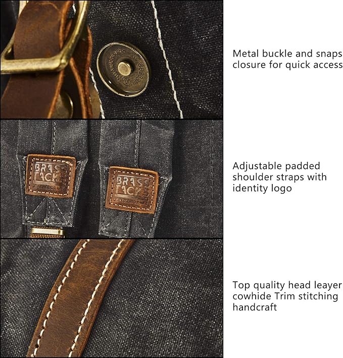 Heavy Duty Waxed Canvas Vintage Backpack for Men Women Trim Casual 15.6" laptop Bookbag Travel Rucksack Shoulder Rucksack for Travel