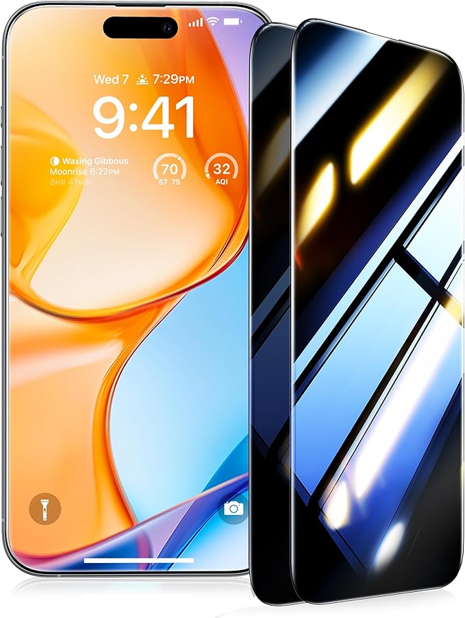 UltraGlass TOP 9H+ Armor for iPhone 17 Privacy Screen Protector [No.1 Military Grade Shatterproof] Privacy Screen iPhone 17 Tempered Glass [100% Anti-Spy] Longest Durable, 2 Pack
