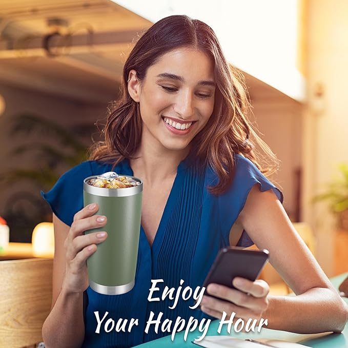 20 oz Tumbler Stainless Steel Tumblers with Lid Double Wall Vacuum Insulated Coffee Mug 20oz Powder Coated Cup for Hot and Cold Drinks, Army Green, 1 pack