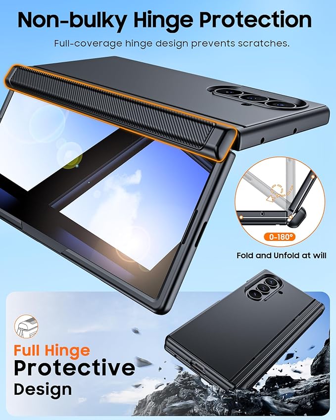 CENMASO Magnetic for Samsung Galaxy Z Fold 7 Case with Stand, Fit for Magsafe, Hinge Protection, Privacy Screen Protector, Built-in Hidden Kickstand, Shockproof Phone Case for Galaxy Z Fold 7-Black