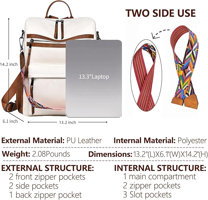 Dora & Liz Womens Backpack Purse Leather Fashion Travel Backpack Purse for Women Designer Ladies Shoulder Bags