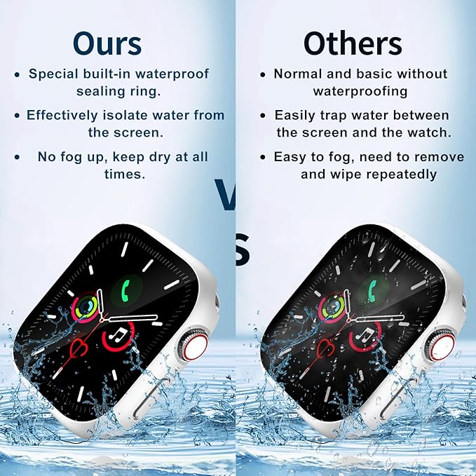 Waterproof Case for Apple Watch Series 10 42mm, Built-in Screen Protector with Tempered Glass [Touch Sensitive] Cover for iWatch S10 Accessories 42mm, Silver