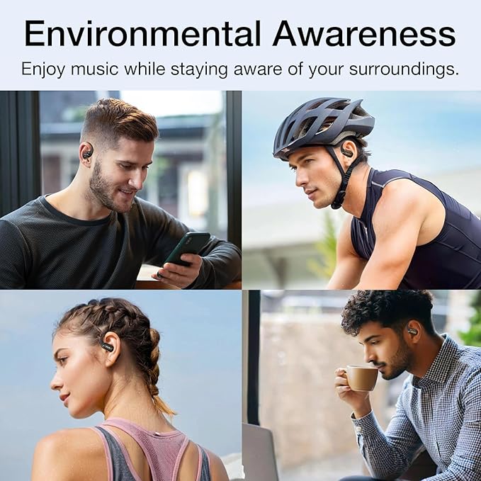 Open Ear Headphones OpenPro Earbuds- Bluetooth 5.4 Wireless Earbuds with Earhooks, Lightweight & Soft, 32H Playtime, Dual Mic Clear Call, IPX5 Sweat Resistant for Running Walking Workout