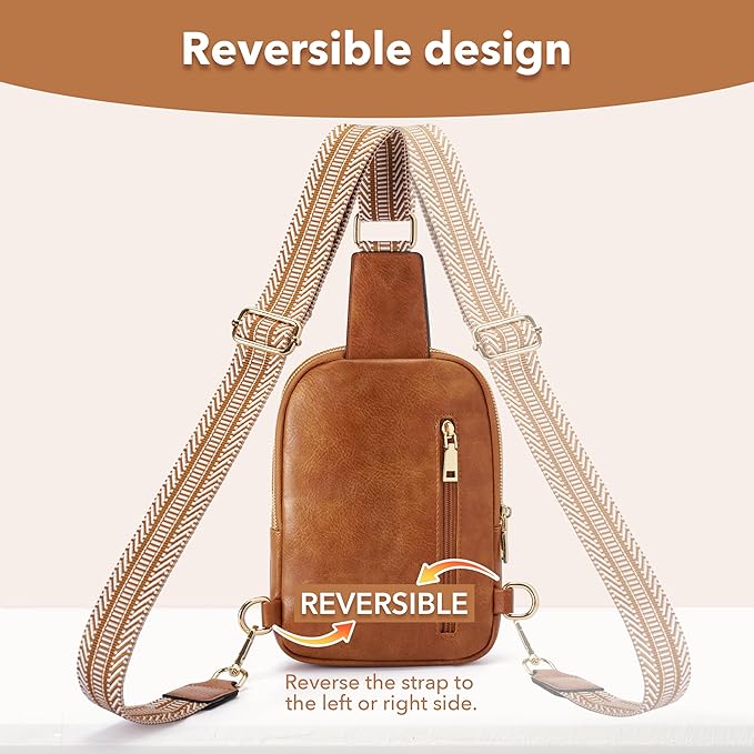 Yarnic Small Sling Bag for Women Men, Anti Theft RFID Vegan Pu Leather Travel Cross Body Purses, Chest Bag with Adjustable Strap (Dark Brown)