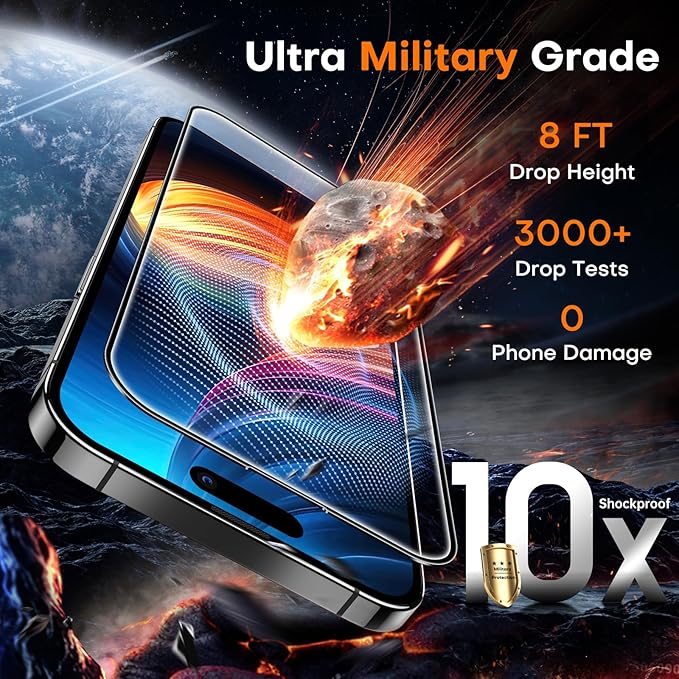 TOCOL for iPhone 16 Screen Protector, Full Coverage 9H Hardness Easy Installation Military Grade Shatterproof HD Tempered Glass Case Friendly 2 Pack