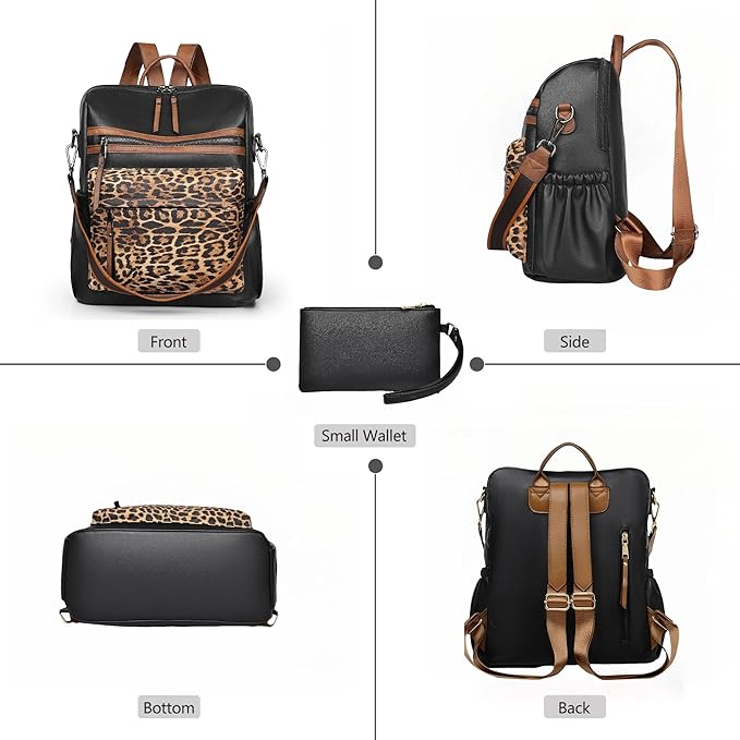 Dora & Liz Womens Backpack Purse Leather Fashion Travel Backpack Purse for Women Designer Ladies Shoulder Bags with Wristlet