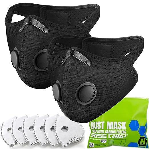 BASE CAMP Reusable M Pro Dust Mask, Long Strap Respirator Mask with 6 Filter-Face Mask for Dust Pollen, welding, Construction, Sanding, Yard Lawn, Paint, Woodworking