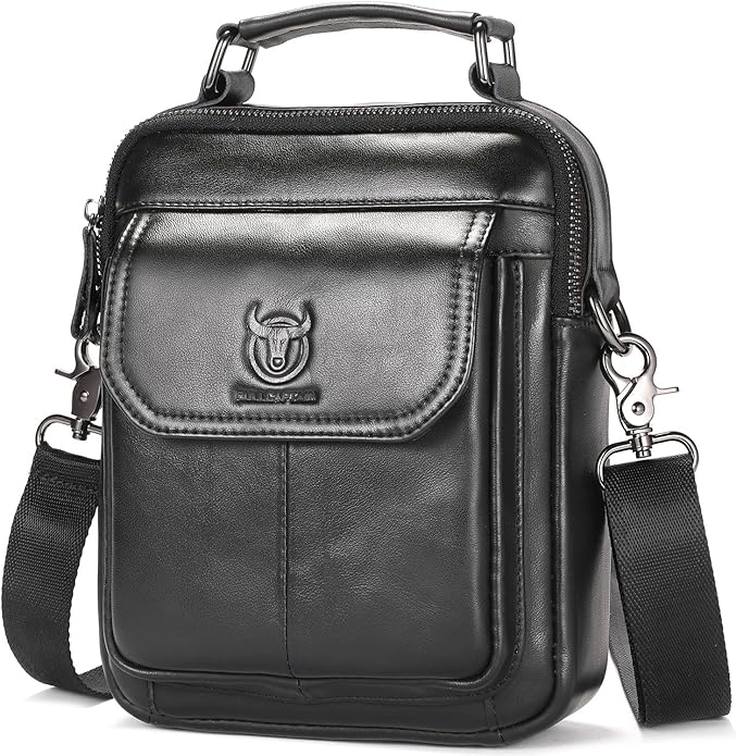 Leather Shoulder Bag for Men Casual Crossbody Bag Travel Vintage Messenger Bag Multi-function Handbag Satchel