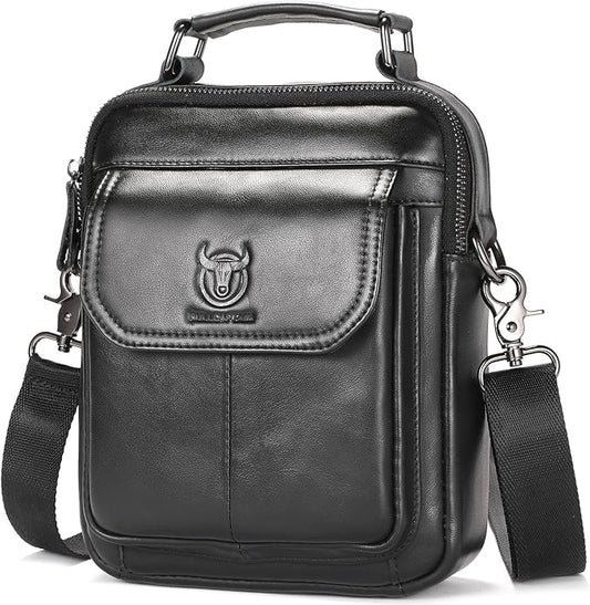 Leather Shoulder Bag for Men Casual Crossbody Bag Travel Vintage Messenger Bag Multi-function Handbag Satchel