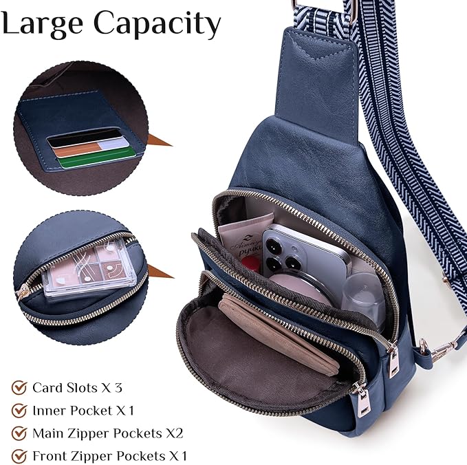 Small Leather Sling Bags for Women Fashion Crossbody Backpack Purse Sling Crossbody Bags